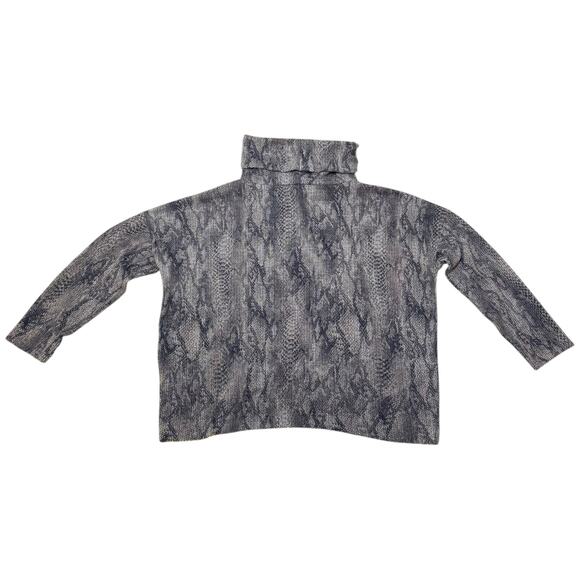 Clara Sunwoo Cowl Turtleneck Sweater Top Python Snake Pattern Gray Blue Size XL - Picture 7 of 8